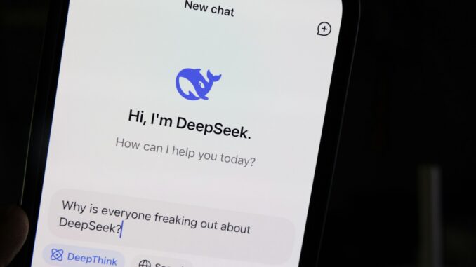 Screenshot of the DeepSeek app as US lawmakers call for a ban over national security and privacy concerns after the Chinese AI app was found transferring user data to a banned state-owned company.
