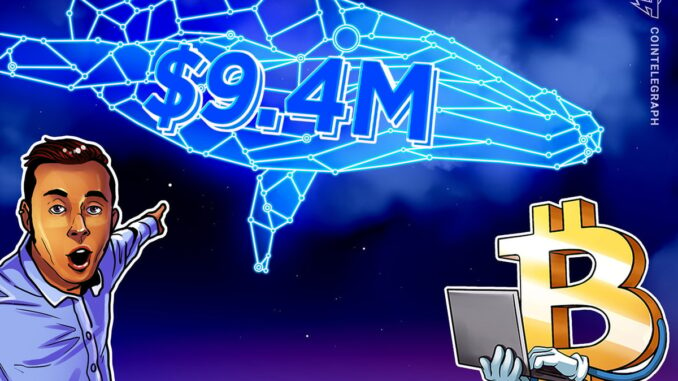 Whale closes $516M 40x Bitcoin short, pockets $9.4M profit in 8 days