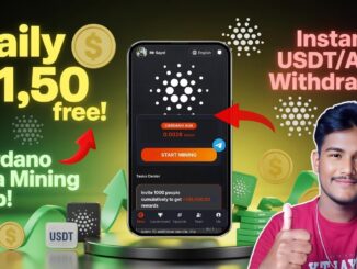 Cardano Ada Crypto Mining | Daily $1.50 Free Earn App | ADA & USDT Withdrawal Deposit Money Earning