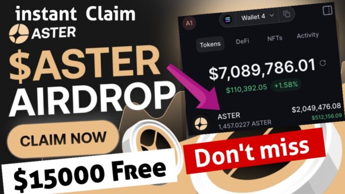 Free Aster airdrop, Aster token airdrop,New Mining, Free Crypto mining, New Mining app,